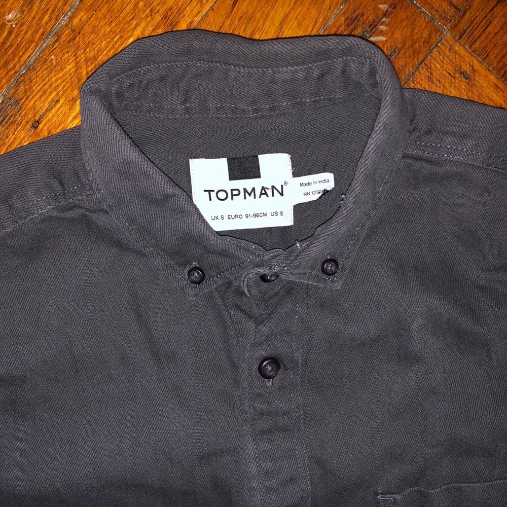 Topman Twill Button Down- Grey Size Small